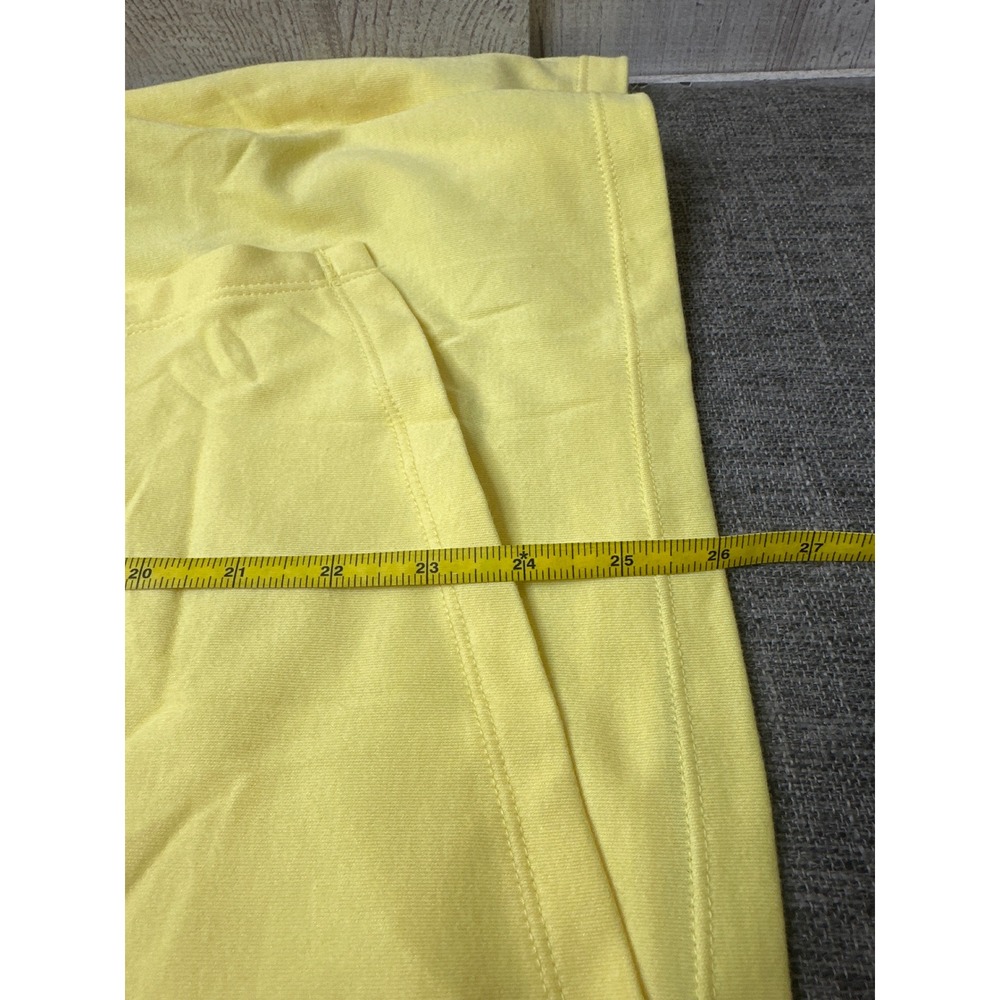 Drapers & Damons Womens Large Yellow Faux Wrap V-Neck Top Short Sleeve Button - Picture 7 of 7